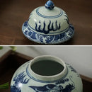 GobekUsa Blue White Porcelain General Jar: Ceramic Tea Caddy Candy Pot Storage Container