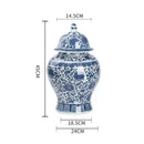 GobekUsa Blue White Porcelain General Jar: Ceramic Tea Caddy Candy Pot Storage Container