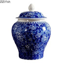 Blue and white porcelain general jar tea canister dining room decor by Decorbites