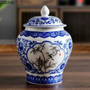 Blue and white porcelain general jar tea canister dining room decor by Decorbites