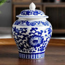 Blue and white porcelain general jar tea canister dining room decor by Decorbites