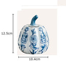 GobekUsa Blue White Porcelain Pumpkin Vase Desk Decoration Artificial Flowers Bouquet