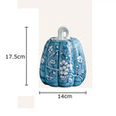 GobekUsa Blue White Porcelain Pumpkin Vase Desk Decoration Artificial Flowers Bouquet