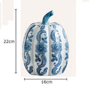 GobekUsa Blue White Porcelain Pumpkin Vase Desk Decoration Artificial Flowers Bouquet