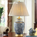 GobekUsa Blue Porcelain Table Lamp - Large Ceramic Lamp for Bedroom and Living Room