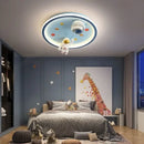 GobekUsa Blue Space LED Cartoon Chandelier for Kids Room Ceiling Lights disco