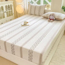 GobekUsa Cotton Jacquard Fitted Sheet Set with 2 Pillowcases, Dustproof & Anti-Slip