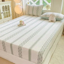 GobekUsa Cotton Jacquard Fitted Sheet Set with 2 Pillowcases, Dustproof & Anti-Slip