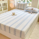 GobekUsa Cotton Jacquard Fitted Sheet Set with 2 Pillowcases, Dustproof & Anti-Slip
