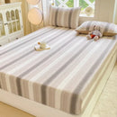 GobekUsa Cotton Jacquard Fitted Sheet Set with 2 Pillowcases, Dustproof & Anti-Slip