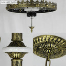 GobekUsa Blue Baroque Bowl Stained Glass Pendant Light - 3-Bulb Hanging Indoor Light for Libraries