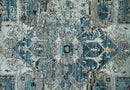 Blue, Beige and Black Antique Finish, Vintage look, Art Silk Area Rug, Living Room Rug | TRDMM1