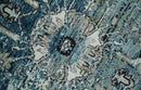 Blue, Beige and Black Antique Finish, Vintage look, Art Silk Area Rug, Living Room Rug | TRDMM1