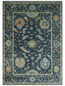 Blue, Beige and Green 10.3x13.8 Hand knotted Traditional Oushak Wool Area Rug, Kids, Living Room and Bedroom Rug by The Rug Decor