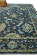 Blue, Beige and Green 10.3x13.8 Hand knotted Traditional Oushak Wool Area Rug, Kids, Living Room and Bedroom Rug by The Rug Decor
