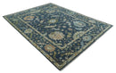 Blue, Beige and Green 10.3x13.8 Hand knotted Traditional Oushak Wool Area Rug, Kids, Living Room and Bedroom Rug by The Rug Decor