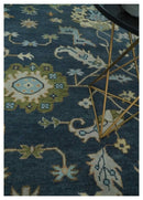 Blue, Beige and Green 10.3x13.8 Hand knotted Traditional Oushak Wool Area Rug, Kids, Living Room and Bedroom Rug by The Rug Decor