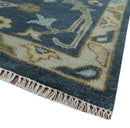 Blue, Beige and Green 10.3x13.8 Hand knotted Traditional Oushak Wool Area Rug, Kids, Living Room and Bedroom Rug by The Rug Decor