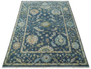 Blue, Beige and Green 9x12 Hand knotted Traditional Oushak Wool Area Rug by The Rug Decor