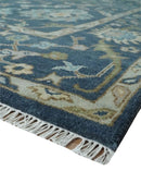 Blue, Beige and Green 9x12 Hand knotted Traditional Oushak Wool Area Rug by The Rug Decor