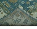 Blue, Beige And Green Traditional Hand Knotted Custom Made Wool rug