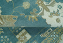 Blue, Beige And Green Traditional Hand Knotted Custom Made Wool rug