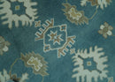 Blue, Beige And Green Traditional Hand Knotted Custom Made Wool rug