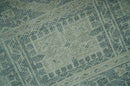 Blue, Beige and Silver 8x10 Hand Knotted Tribal Design wool area rug