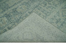 Blue, Beige and Silver 8x10 Hand Knotted Tribal Design wool area rug