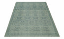 Blue, Beige and Silver 8x10 Hand Knotted Tribal Design wool area rug