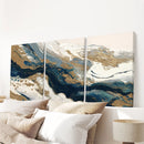 Gold & Blue Brush Strokes. Luxury 3 Piece Abstract Wall Art by Wall Art Set