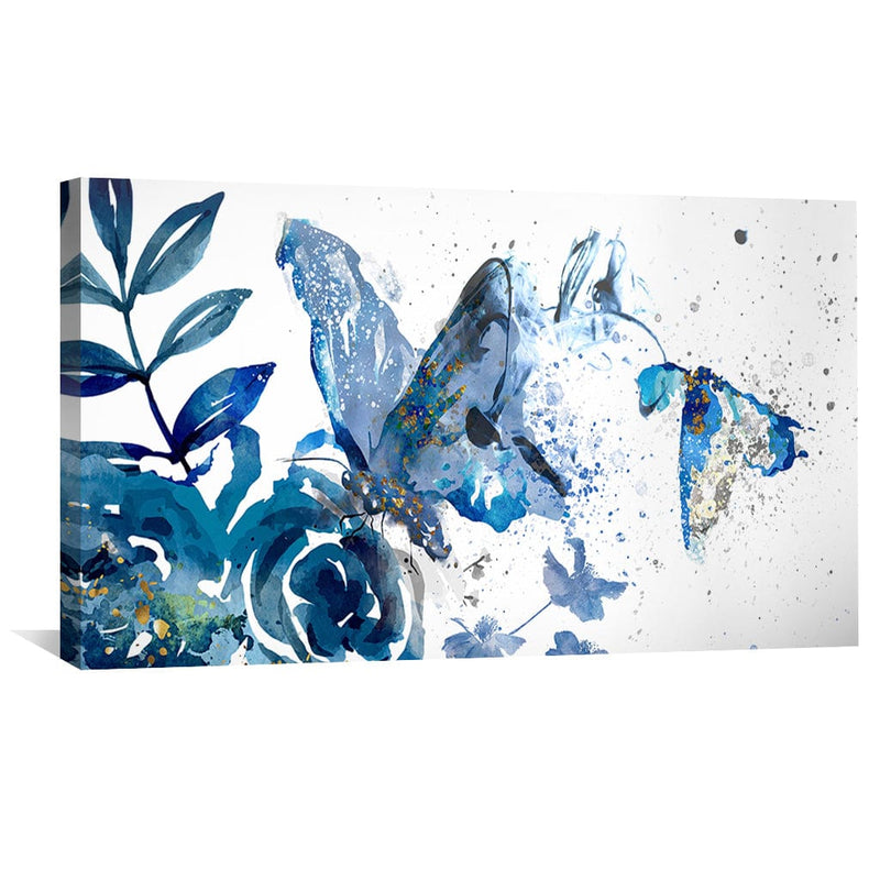 Blue Butterflies in Abstract Eden Canvas