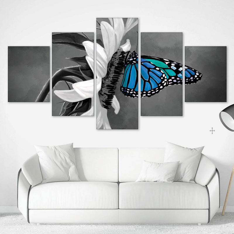 Blue Butterfly Canvas - 5 Panel