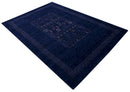 Hand Loomed Wool Area Rug with Blue Center Pattern - Artisanal Premium Woven Design by The Rug Decor
