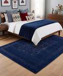 Hand Loomed Wool Area Rug with Blue Center Pattern - Artisanal Premium Woven Design by The Rug Decor