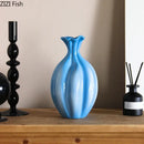 GobekUsa Blue Ceramic Flower Bud Vase for Table Decoration and Room Aesthetic
