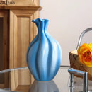 GobekUsa Blue Ceramic Flower Bud Vase for Table Decoration and Room Aesthetic