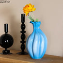 GobekUsa Blue Ceramic Flower Bud Vase for Table Decoration and Room Aesthetic