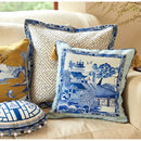 GobekUsa Blue Chinoiserie Home Pagoda Bolster Pillowcase 30x65 Luxury Cushion Cover