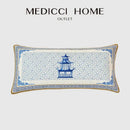 GobekUsa Blue Chinoiserie Home Pagoda Bolster Pillowcase 30x65 Luxury Cushion Cover