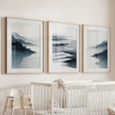 Minimalist Mountain Lake Set of 3. Modern Landscape Prints by Wall Art Set