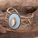 Blue Denim Dreams White Mother of Pearl Golden Cuff Bracelet