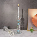GobekUsa Blue Diamond Crystal Glass Candle Holder Candelabrum