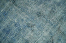 Blue Fine Hand Knotted Distressed Antique Finish 8x11 Wool Area Rug