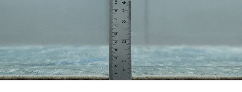 Blue Fine Hand Knotted Distressed Antique Finish 8x11 Wool Area Rug