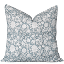 Chloe Floral Block Printed Pillow Cover | Blue by Apartment No.3