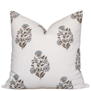 Briar Floral Block Printed Pillow Cover | Blue, Brown, Green by Apartment No.3