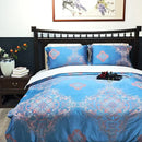 GobekUsa Blue Satin Jacquard Queen Duvet Cover Set with Sheet & Pillowcases