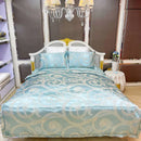 GobekUsa Blue Satin Jacquard Queen Duvet Cover Set with Sheet & Pillowcases