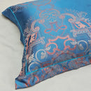 GobekUsa Blue Satin Jacquard Queen Duvet Cover Set with Sheet & Pillowcases
